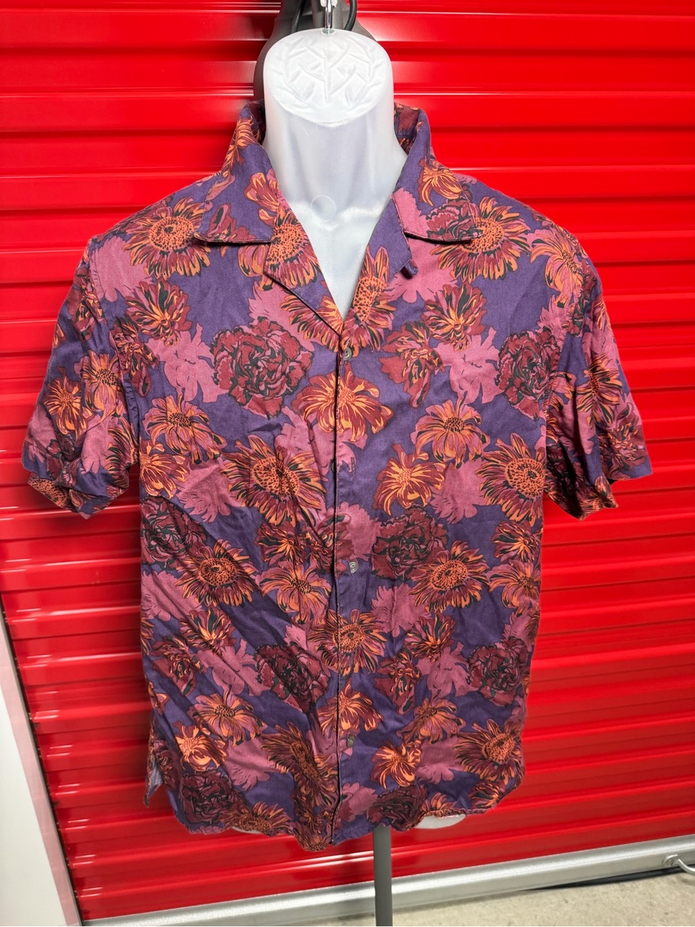 Bonobos Purple and Orange Floral Short-Sleeve Button-Down Shirt